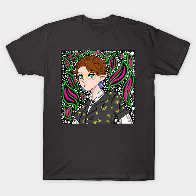 the magic elf in kawaii patterns of night T-Shirt by jorge_lebeau